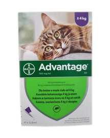 BAYER ADVANTAGE Spot on pro kočky nad 4 kg 4x0,8 ml