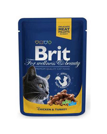 BRIT Premium Cat s kuřecím a krůtím masem 24 x 100g