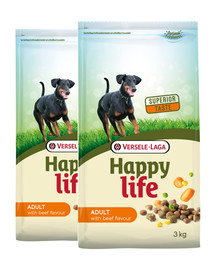 VERSELE-LAGA Happy life krmivo pro dospělé psy s hovězím masem 30 kg (2 x 15 kg)