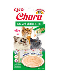 INABA Churu Cat Purée Tuňák s kuřecím masem 4x14g