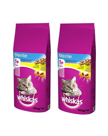 WHISKAS Sterile s kuřecím 2x14kg granule pro kastrované kočky