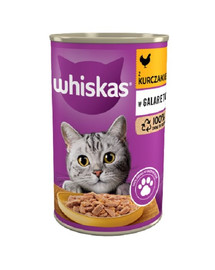 WHISKAS Adult 24x400 g - kompletní mokré krmivo pro dospělé kočky, kuřecí kousky v želé