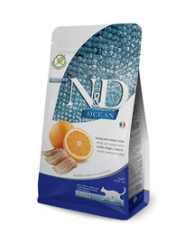 FARMINA N&D Ocean Cat Adult Herring & Orange suché krmivo pro kočky se sleděmi a pomerančem 10 kg