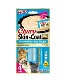 INABA Churu Skin&Coat 4x14g s tuňákem a hřebenatky pro kočky