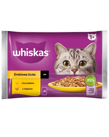 WHISKAS Adult 85 g Mokré krmivo pro dospělé kočky v omáčce s: kuřecím masem, krůtou