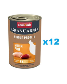 ANIMONDA Gran Carno Single Protein Adult Chicken Pur 12x400 g kuře pro dospělé psy