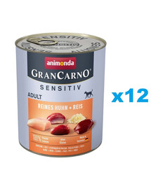 ANIMONDA GranCarno Sensitiv Pure Chicken&Rice 12x800 g kuře s rýží pro dospělé citlivé psy