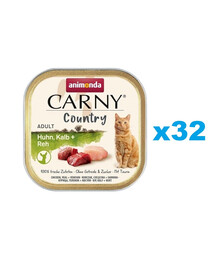 ANIMONDA Carny Country Adult Chicken, Veal, Vension 32x100 g kuřecí, telecí a vepřové maso pro dospělé kočky