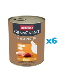 ANIMONDA Gran Carno Single Protein Adult Chicken pur 6x800 g kuře pro dospělé psy