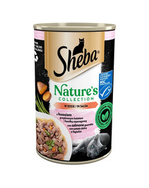 SHEBA 400 g Nature's Collection s lososem zdobeným batátem a zelenými fazolkami v omáčce