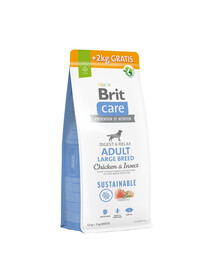 BRIT Care Dog Sustainable Adult Large Breed s kuřecím masem a hmyzem 12 kg + 2 kg ZDARMA