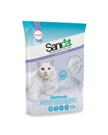 SANICAT Diamonds silikonové stelivo pro kočky bez zápachu 3,8 l