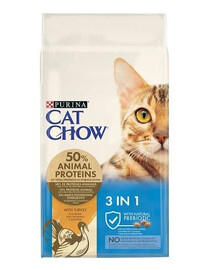 Purina Cat Chow 3 in 1 Rich in Turkey 15 kg - granule pro kočky s krůtím masem