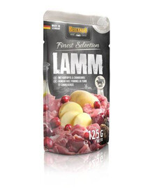 BELCANDO Finest Selection jehněčí maso, brambory a brusinky 125 g mokré krmivo pro psy 125 g