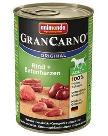 Animonda Grancarno Original Rind + Entenherzen 400 g konzerva pro psy s hovězími a kachními srdíčky 