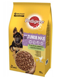 Pedigree Junior (velká plemena) granule pro psy s kuřecím masem a rýží 15 kg