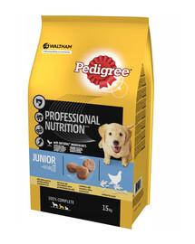 Pedigree Junior 15 kg (střední plemena) - granule pro psy s kuřecím masem a rýží