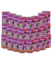 WHISKAS Adult konzerva 24x400 g mokré krmivo pro kočky s hovězím masem v omáčce 24x 400 g