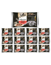 SHEBA Selection in Sauce mokré krmivo pro kočky s hovězím, jehněčím, kuřecím, krůtím masem 52x 85 g