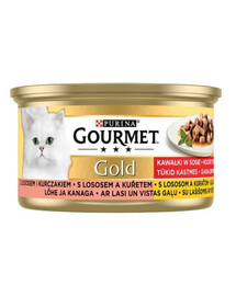 Purina Gourmet Gold konzerva s lososem a kuřetem 85 g 