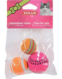 Zolux hračky pro kočky 3 míčky různé 4 cm