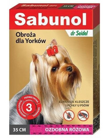Sabunol GPI růžový dekorativní obojek proti klíšťatům a blechám pro jorky 35 cm