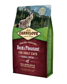 Carnilove For Adult Cats Hairball Control Duck & Pheasant granule pro dospělé kočky pro podporu odstavu s kachnou a bažantem 2 kg