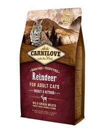 Carnilove For Adult Cats Energy & Outdoor Reindeer 2 kg granule pro dospělé venkovní kočky s příchutí soba 