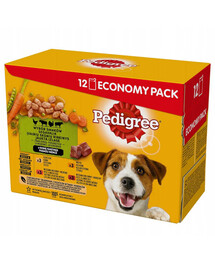 PEDIGREE Adult výběr příchutí s mrkví kapsičky pro psy v omáčce, kuřecí, hovězí, krůtí, jehněčí 48x 100 g
