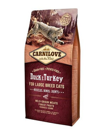 Carnilove For Large Breed Cats Muscles, Bones Joints Duck & Turkey 6 kg granule pro kočky velkých plemen s kachním a krůtím masem