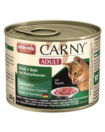 Animonda Carny Adult mit Reh + Preiselbeeren 200 g konzerva pro dospělé kočky se srnčím masem a borůvkami 