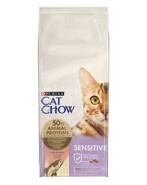 Purina Cat Chow Sensitive Ricco in Salmone granule pro kočky s citlivým trávicím traktem 15 kg