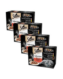 SHEBA Select Slices in Gravy mokré krmivo mix příchutí s hovězím masem, s králíkem, s kuřecím masem, s krůtím masem v omáčce pro kočky 48x 85 g
