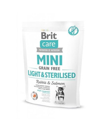 Brit Care Mini Grain Free Light & Sterilised granule pro malá plemena s nadváhou a sterilizovaná plemena 400 g