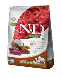 N&D DOG QUINOA SKIN & COAT VENISON 2,5 KG kůže a srst s jelenem, quinoou, kokosem a kurkumou