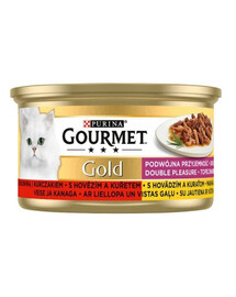Purina Gourmet Gold Double Delight hovězí a kuřecí 85 g kapsička pro kočky
