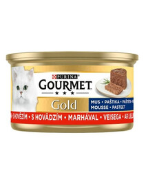 Purina Gourmet Gold Mousse paštika s hovězím masem 85 g