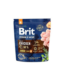 Brit Premium By Nature Junior Medium Chicken 1kg - granule pro mladé psy středních plemen s kuřecím masem 1kg