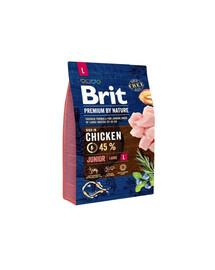 Brit Premium By Nature Junior Large Chicken 3kg - granule pro starší psy velkých plemen s kuřecím masem 3kg