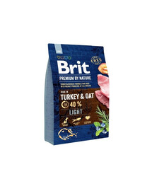 Brit Premium By Nature Light Turkey & Oat 3kg - nízkokalorické granule pro psy s krůtím masem a ovsem 3kg