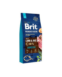 Brit Premium By Nature Sensitive Lamb & Rice 15 kg granule pro psy s jehněčím masem a rýží
