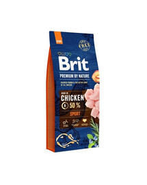 Brit Premium By Nature Sport Chicken 15 kg - granule pro aktivní psy s kuřecím masem