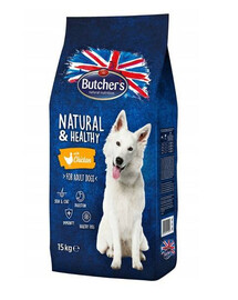 Butcher's Natural & Healthy Dog Dry with Chicken 15 kg - granule pro psy s kuřecím masem