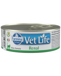 Farmina Vet Life Natural Diet Renal Cat konzerva s kuřecím masem a bramborami pro kočky s onemocněním ledvin 85 g