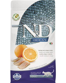 N&D Ocean Cat treska, špalda, oves a pomeranč granule pro dospělé kočky 1,5 kg