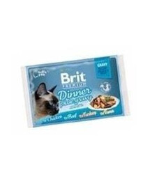 Brit wet Premium Cat Delicate Fillets in Gravy Dinner Plate 4 x 85 g sada kapsiček pro kočky