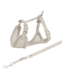 Trixie měkký postroj pro štěňata s vodítkem Junior, 26-34 cm/10 mm, 2,00 m, světle šedý