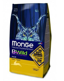 MONGE BWild Adult krmivo pro dospělou kočku s 1,5 kg zaječího masa