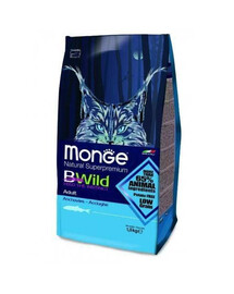 MONGE BWild Anchovies 1,5 kg bezobilné krmivo pro dospělé kočky se šproty 1,5 kg