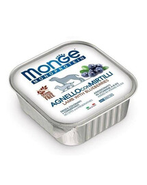 MONGE Fruit Dog Monoprotein Food jehněčí maso s borůvkou pro psy 150 g